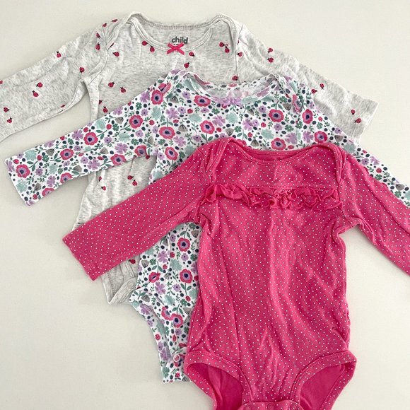 Child of Mine by Carter's Long Sleeve Bodysuit 3 Pack - 6 Months - Picture 1 of 1